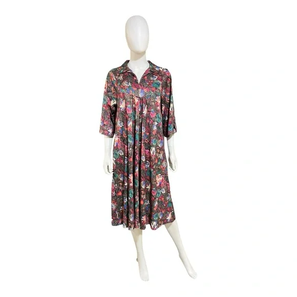 Roaman's | Dresses | Roamans Abstract Multicolored Floral Theme Duster Dress 